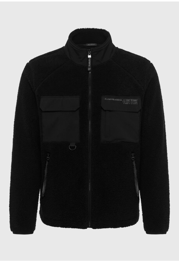 Ανδρικό relaxed fit φούτερ sherpa fleece half-zip