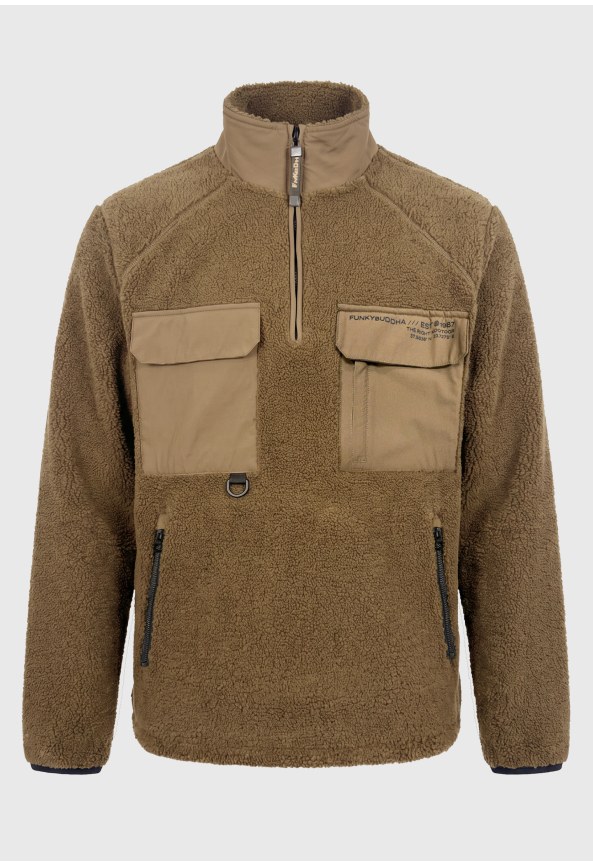 Ανδρικό relaxed fit φούτερ sherpa fleece half-zip