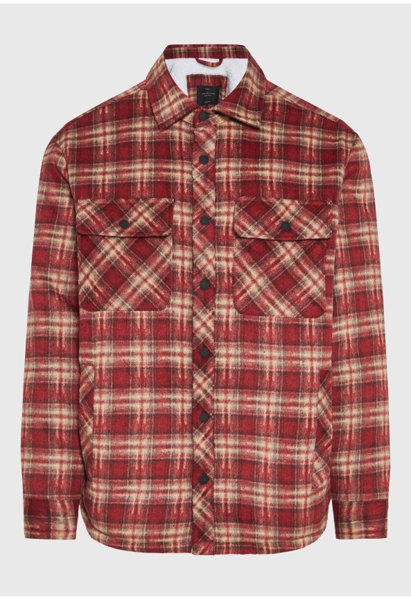 Checked shirt jacket with warm borg lining
