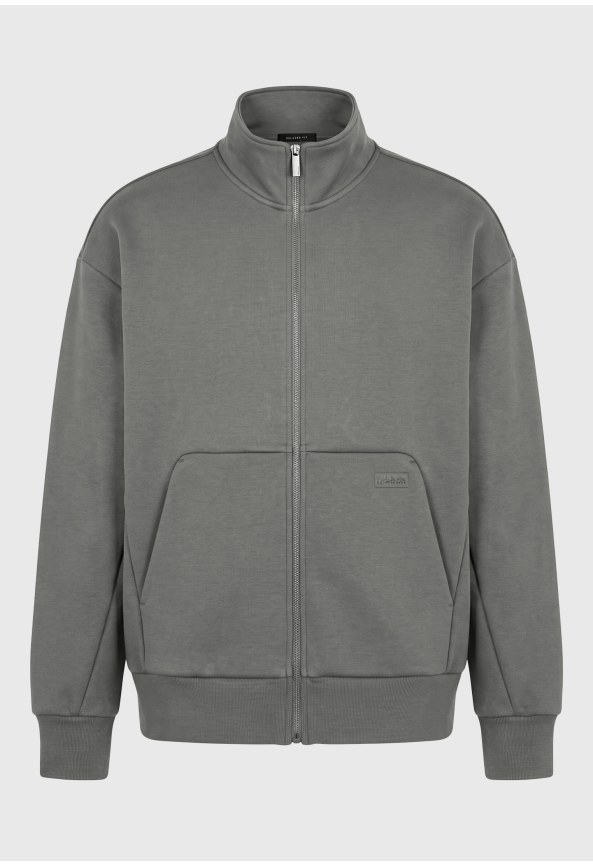 Ανδρική relaxed fit ζακέτα φούτερ με full-zip και όρθιο γιακά