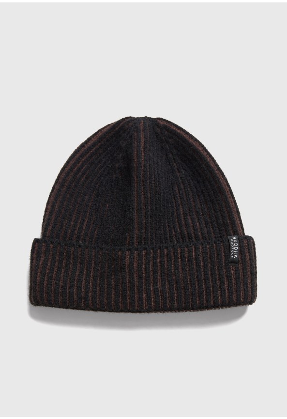 Σκούφος beanie με κάθετη ριγέ πλέξη δύο τόνων