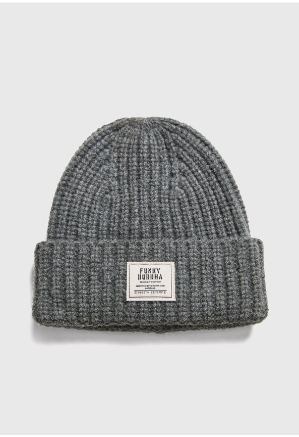 Ανδρικός σκούφος beanie με χοντρή ριμπ πλέξη