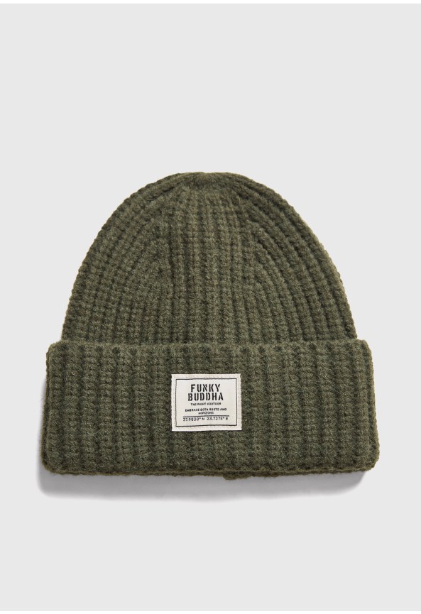 Ανδρικός σκούφος beanie με χοντρή ριμπ πλέξη