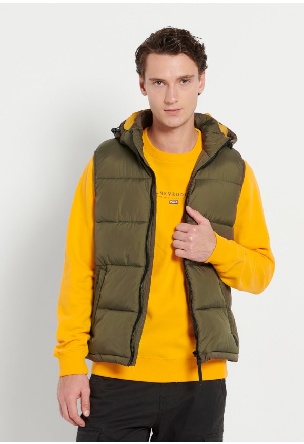 Αμάνικο μπουφάν με αποσπώμενη κουκούλα