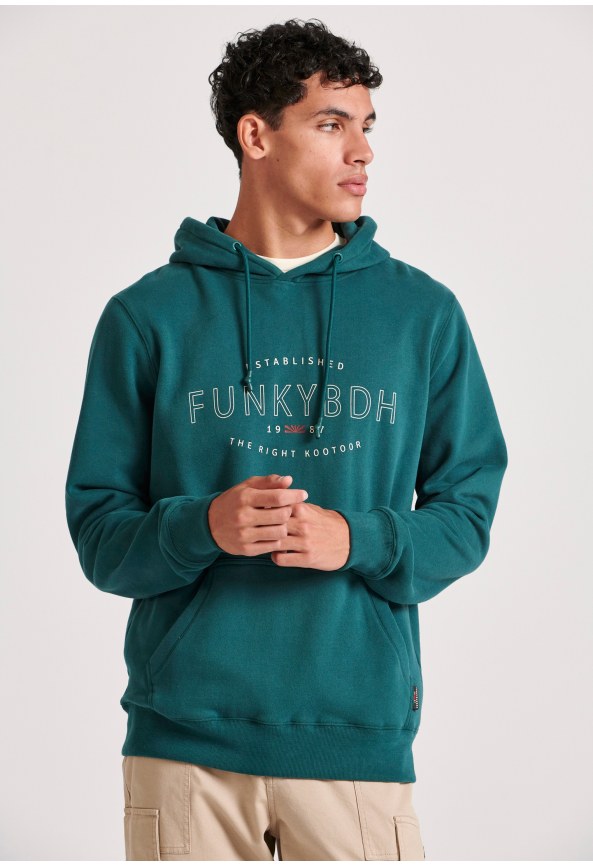 Φούτερ με κουκούλα και τύπωμα στο στήθος