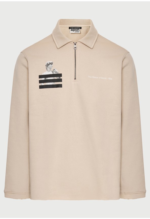 Φούτερ oversized με half-zip γιακά David - FUNKY BUDDHA x apoh London
