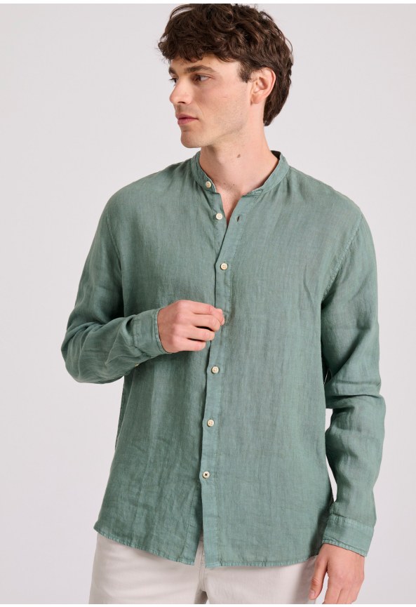 Λινό πουκάμισο με λαιμό mao Garage 55