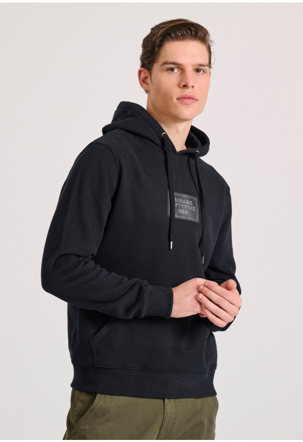 Φούτερ με κουκούλα και rubber logo Garage 55