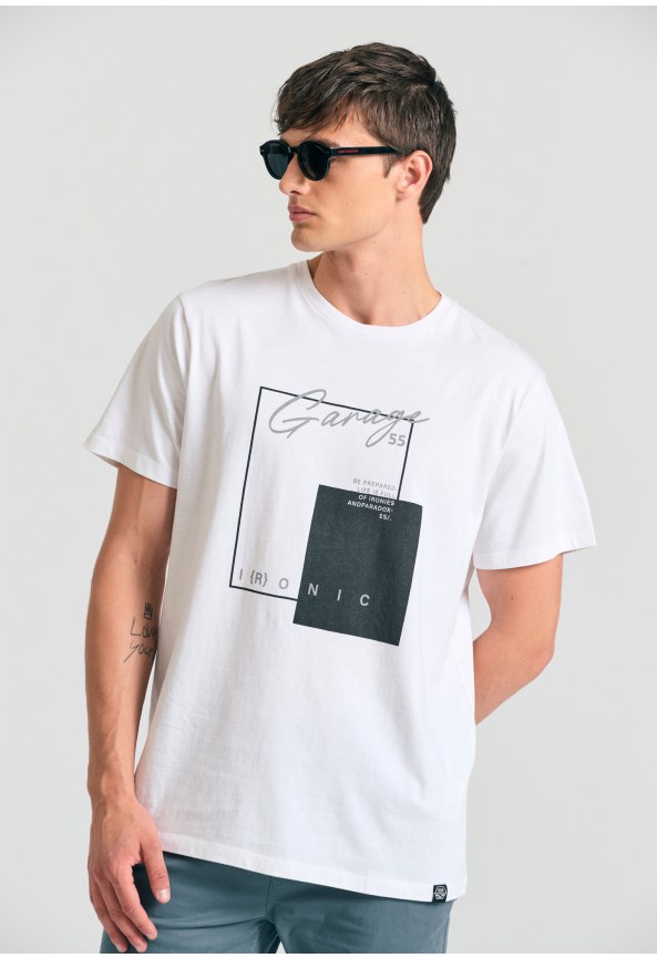 T-shirt με minimal τύπωμα Garage 55.