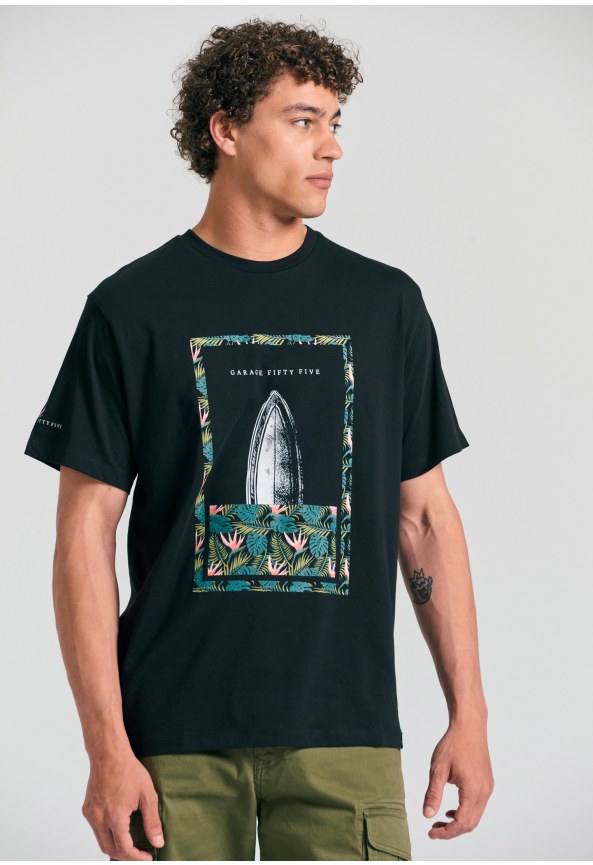 Βαμβακερό t-shirt με τύπωμα Garage 55.