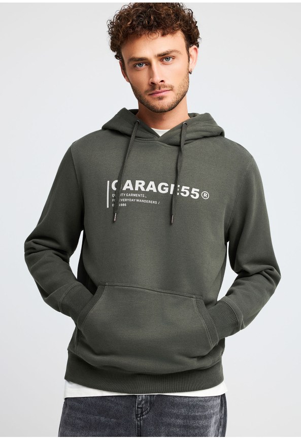 Ανδρικό φούτερ με κουκούλα και τύπωμα στην πλάτη Garage 55