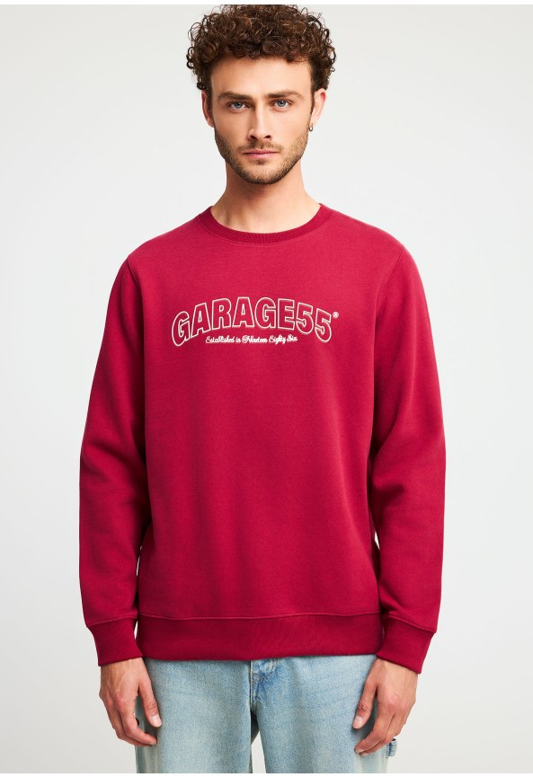 Φούτερ λαιμόκοψη με τύπωμα Garage 55