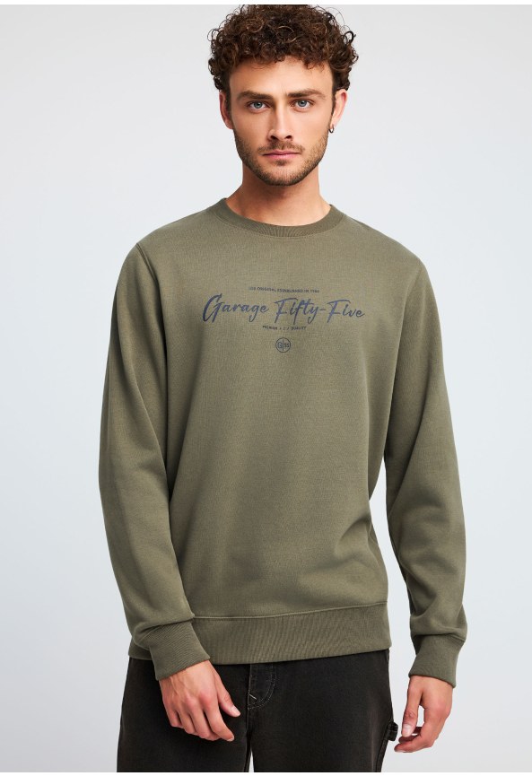 Φούτερ λαιμόκοψη με τύπωμα Garage 55