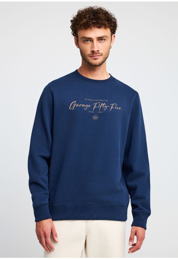 Φούτερ λαιμόκοψη με τύπωμα Garage 55