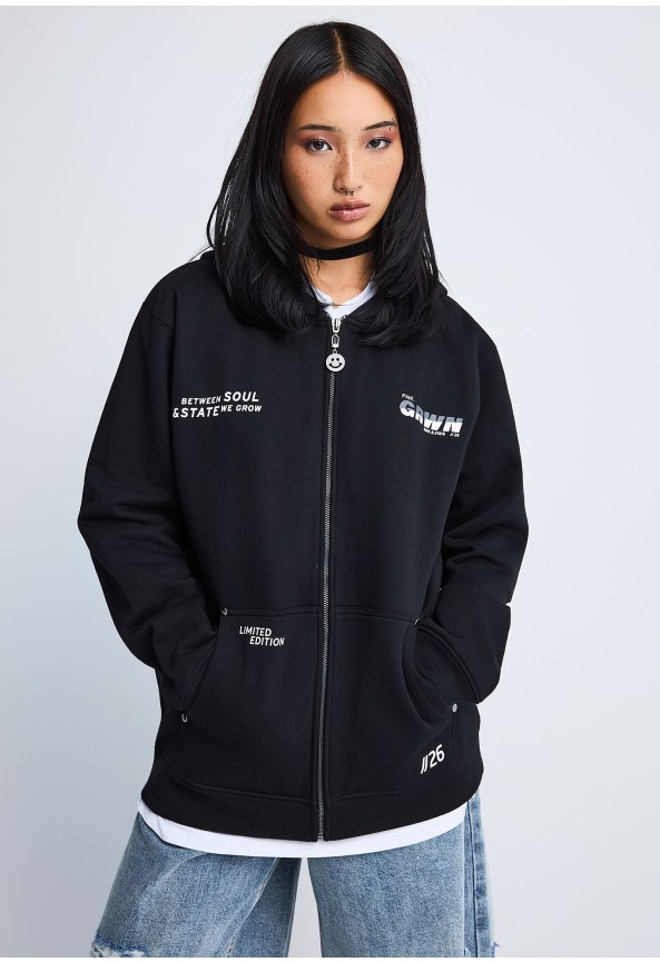 FNK.GRWN relaxed hooded zip-up sweatshirt Soul & State