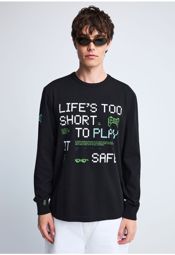 FNK.GRWN relaxed longlseeve top with print PLAY
