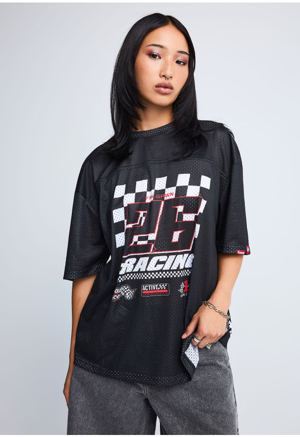 FNK.GRWN mesh t-shirt with print RACING