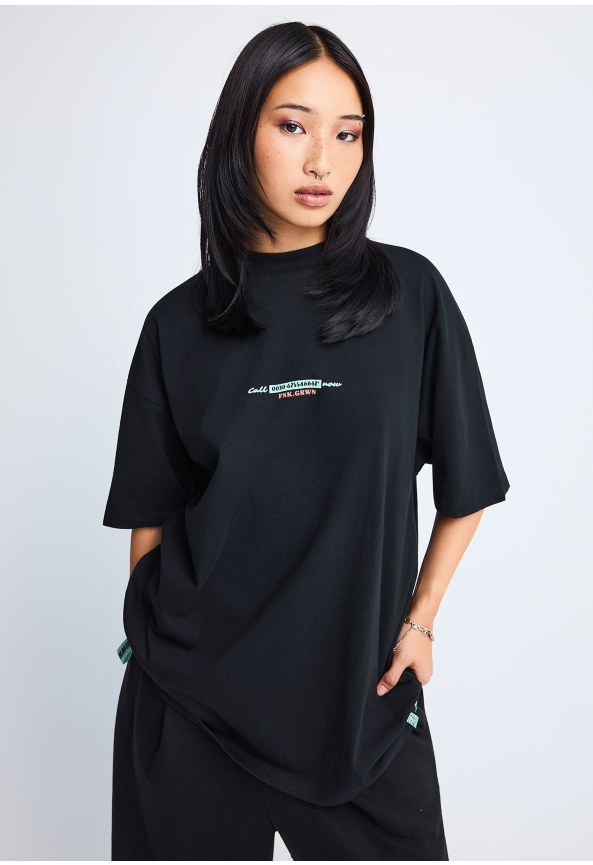 FNK.GRWN oversized t-shirt με τύπωμα CRAZY BURGER
