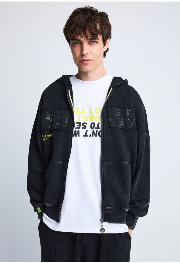 FNK.GRWN oversized fit zip front hoodie //26