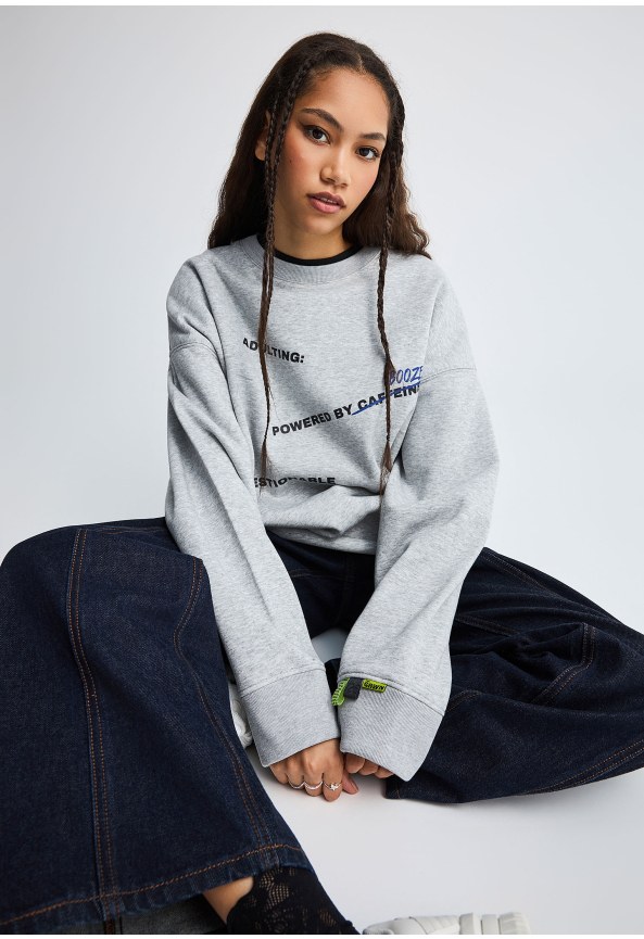 FNK.GRWN oversized printed crew neck sweater ADULTING