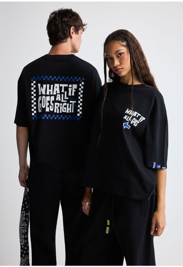 FNK.GRWN oversized t-shirt με τύπωμα WHAT IF