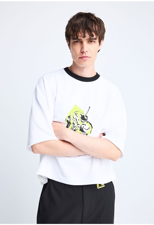 FNK.GRWN oversized cropped t-shirt με τύπωμα