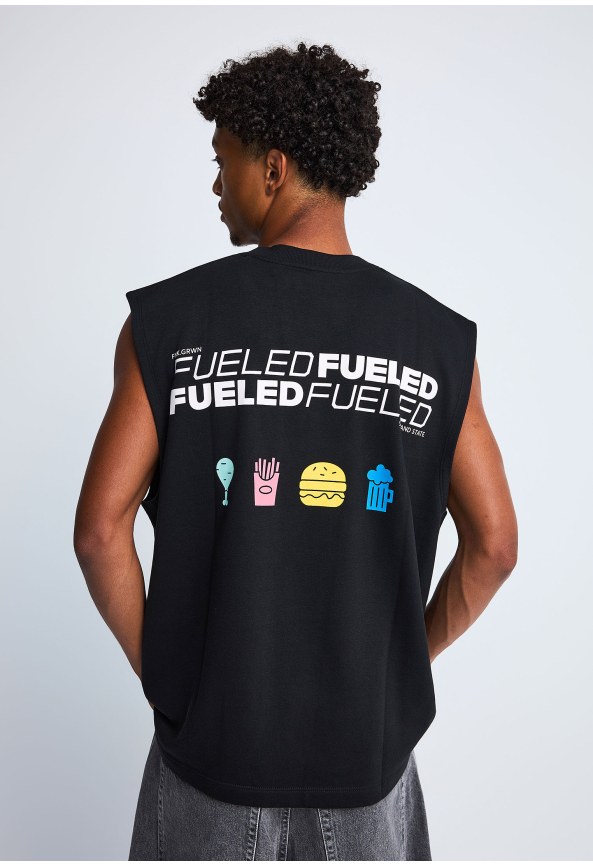 FNK.GRWN oversized αμάνικο φούτερ top με τύπωμα FUELED