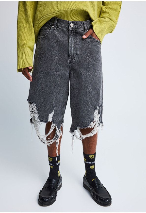 FNK.GRWN loose jean βερμούδα με φθορές
