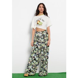 Εμπριμέ wide leg παντελόνα από βισκόζη