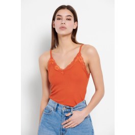 Spaghetti strap top in rib fabric
