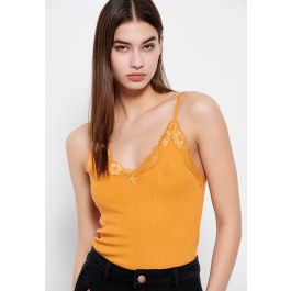Spaghetti strap top in rib fabric