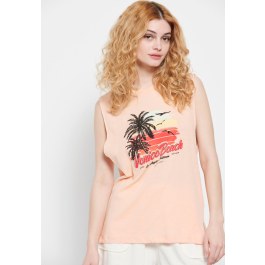Sleeveless crew neck t-shirt with print