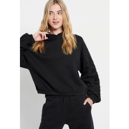 Oversized overhead hoodie with embroidery on the sleeves