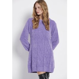 Cable knit chenille mini dress