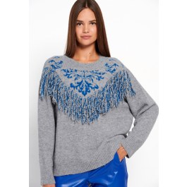 Boho πλεκτή μπλούζα με μοτίβο