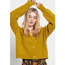 Πλεκτή ζακέτα με φουσκωτά μανίκια