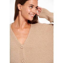 Πλεκτή ζακέτα με φουσκωτά μανίκια