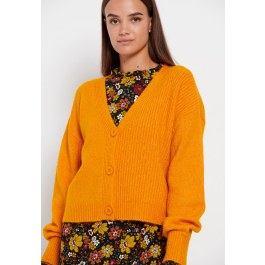 Πλεκτή ζακέτα με φουσκωτά μανίκια