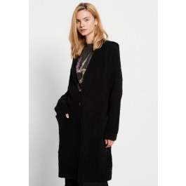 Oversized μακριά πλεκτή ζακέτα με κουκούλα