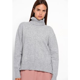Turtle neck oversized sweater with side slits