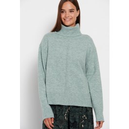 Turtle neck oversized sweater with side slits