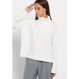 Turtle neck oversized sweater with side slits