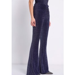 Flare fit pants with metallic thread