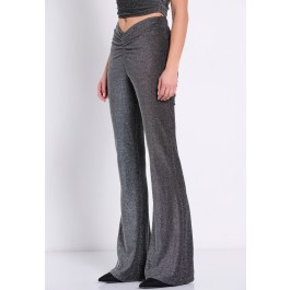 Flare fit pants with metallic thread