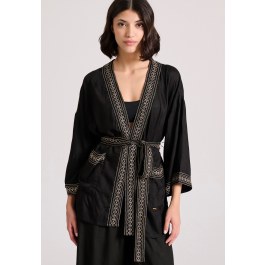 Γυναικείο κοντό kimono σε ζακάρ ύφανση