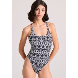 Εμπριμέ ολόσωμο μαγιό με ανοιχτή πλάτη