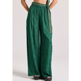 Wide leg fit παντελόνα σε ζακάρ ύφανση