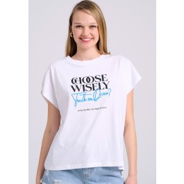 Γυναικείο t-shirt με pop art τύπωμα στην πλάτη