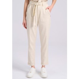 Lyocell blend cropped παντελόνι με ζώνη