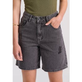 Γυναικεία loose fit garment dyed τζιν βερμούδα